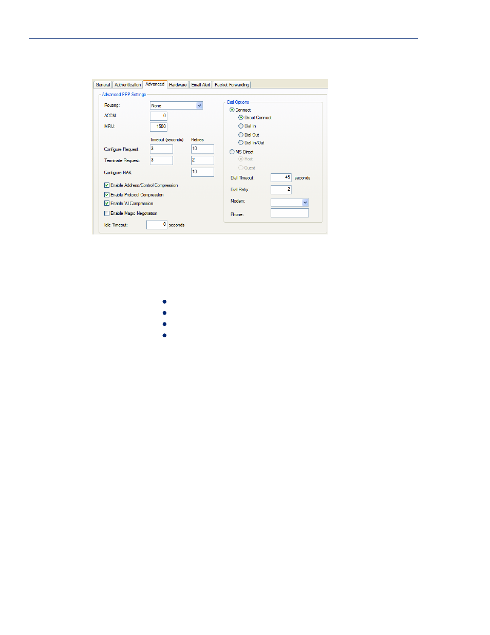 Advanced tab field descriptions | Perle Systems IOLAN SCS User Manual | Page 176 / 408