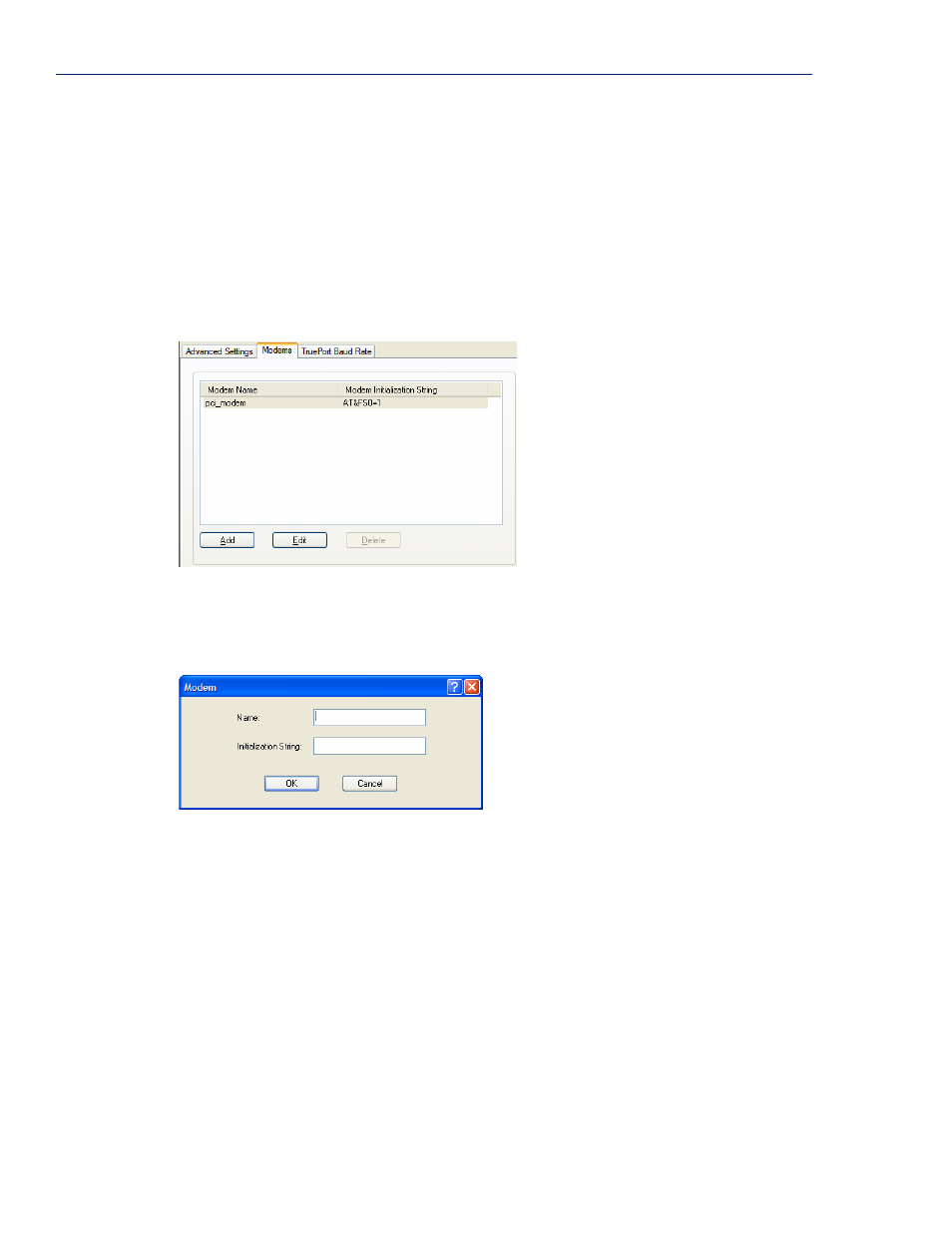 Modems tab, Overview functionality adding/editing a modem | Perle Systems IOLAN SCS User Manual | Page 188 / 408