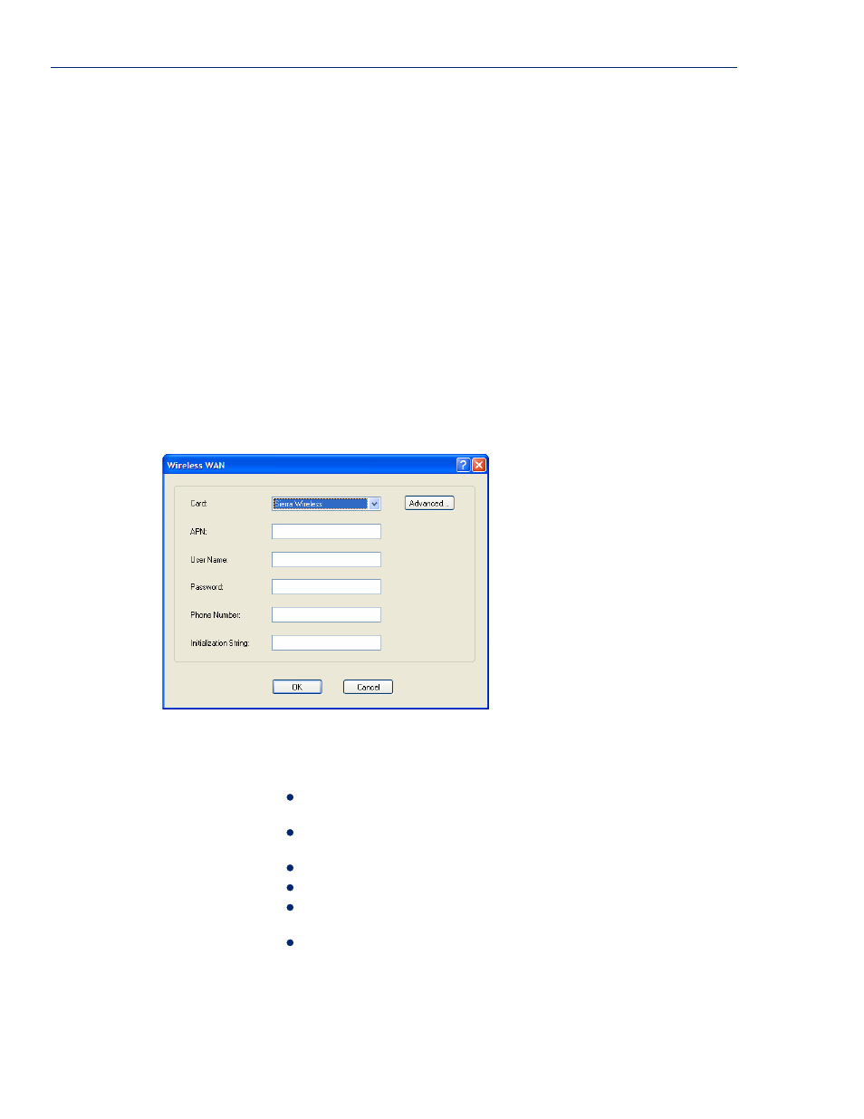 Configuring a wireless wan card, Overview, Field descriptions | Perle Systems IOLAN SCS User Manual | Page 286 / 408