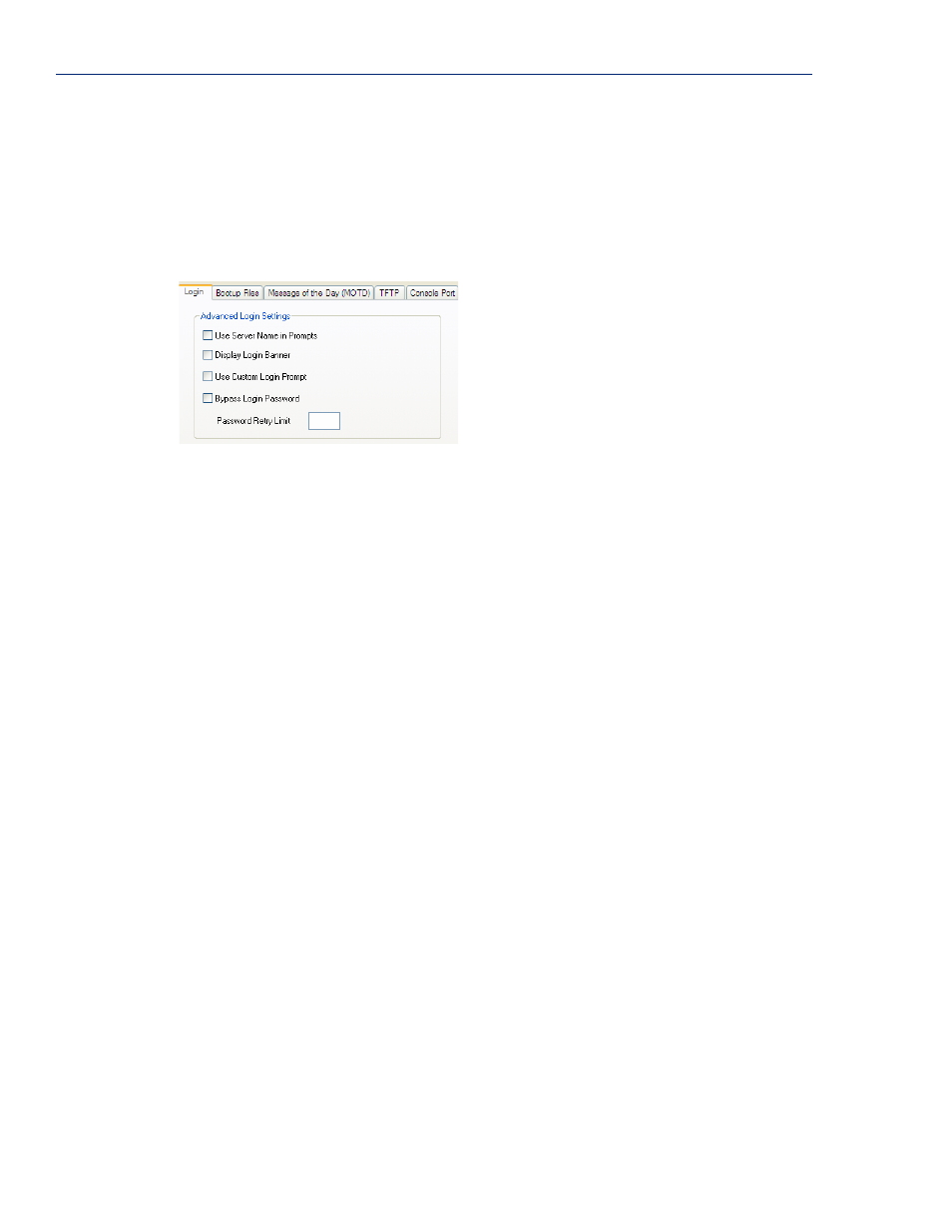 Advanced, Overview login tab field descriptions | Perle Systems IOLAN SCS User Manual | Page 298 / 408