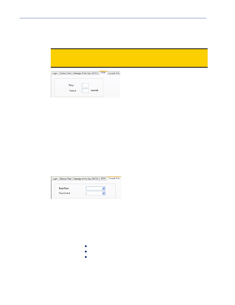 Tftp tab field descriptions, Console port tab field descriptions | Perle Systems IOLAN SCS User Manual | Page 301 / 408
