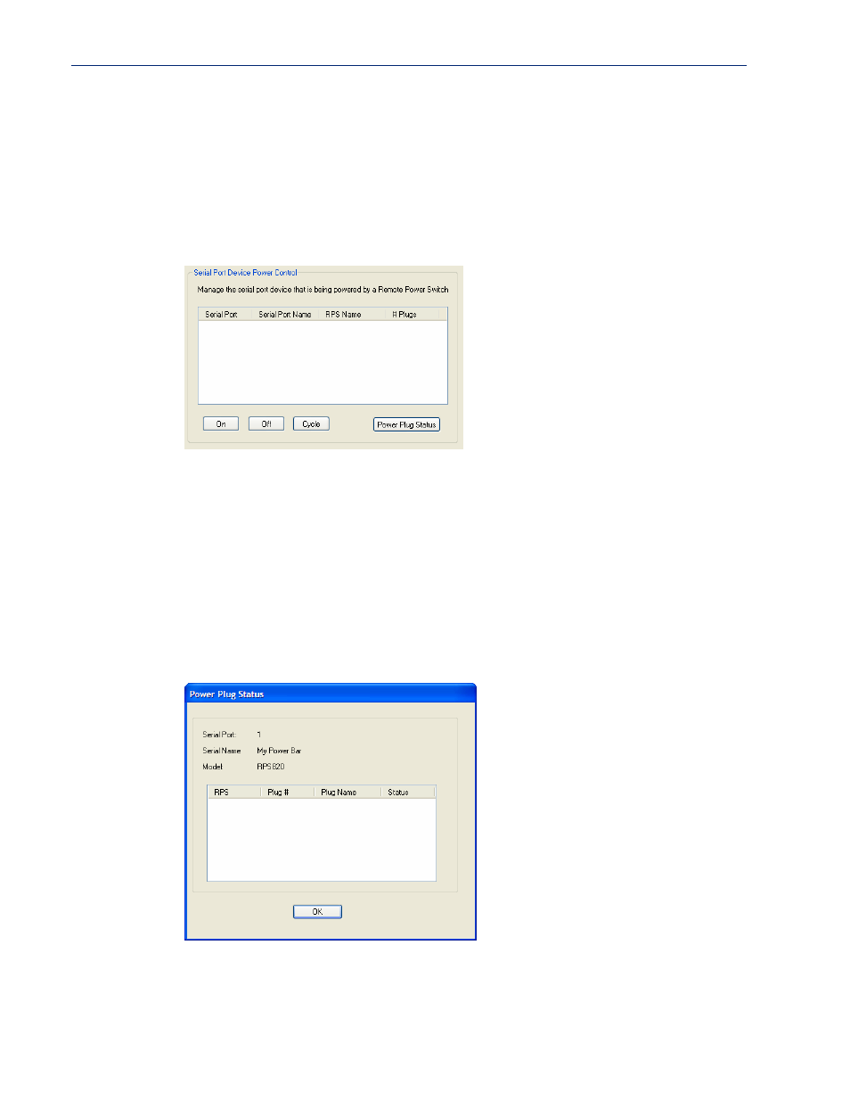 Serial port power control, Overview, Field descriptions | Power plug status | Perle Systems IOLAN SCS User Manual | Page 305 / 408