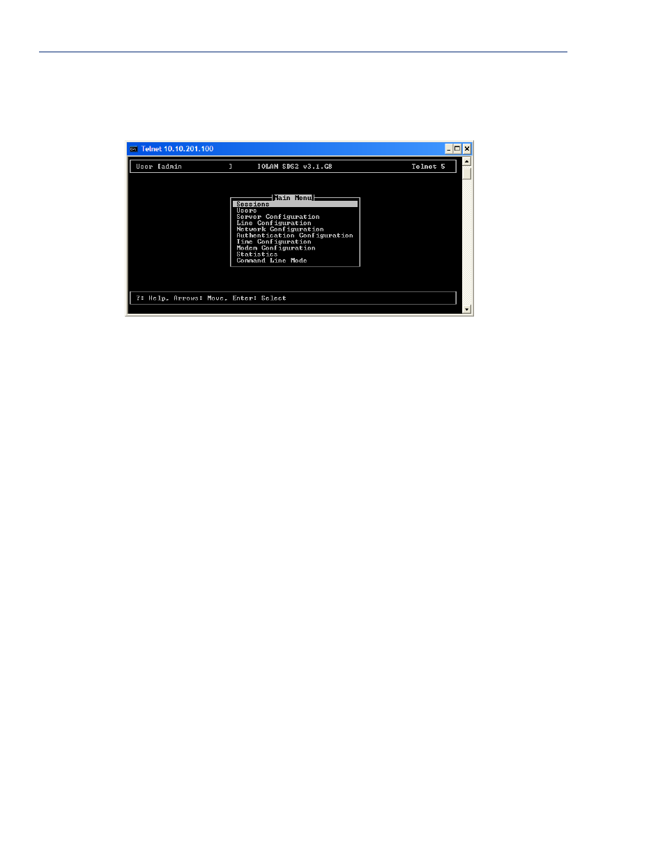 Using the menu | Perle Systems IOLAN SCS User Manual | Page 54 / 408