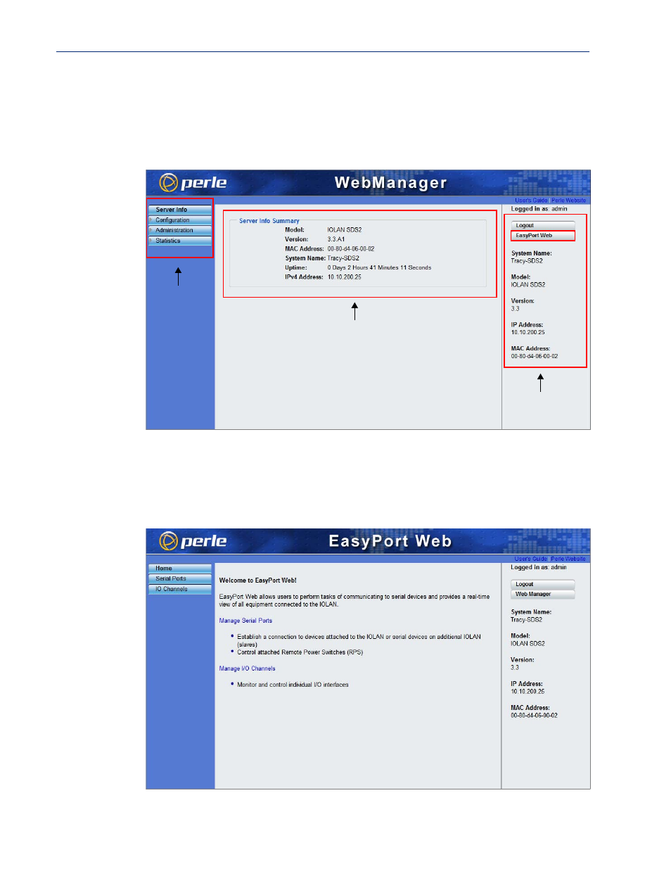 Webmanager, Easyport web | Perle Systems IOLAN SCS User Manual | Page 75 / 408