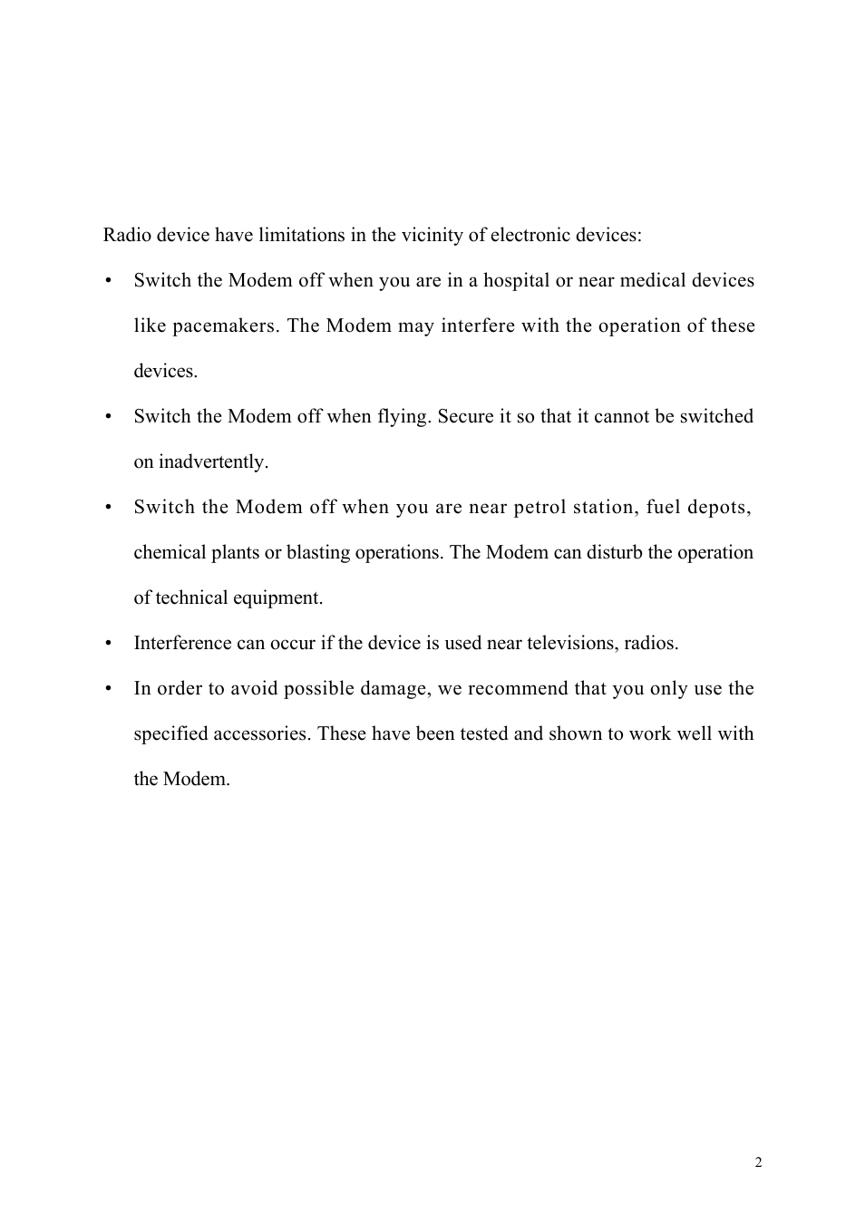 Safety information | Perle Systems NOVACOM Wireless Modem GNS-30CR User Manual | Page 2 / 19