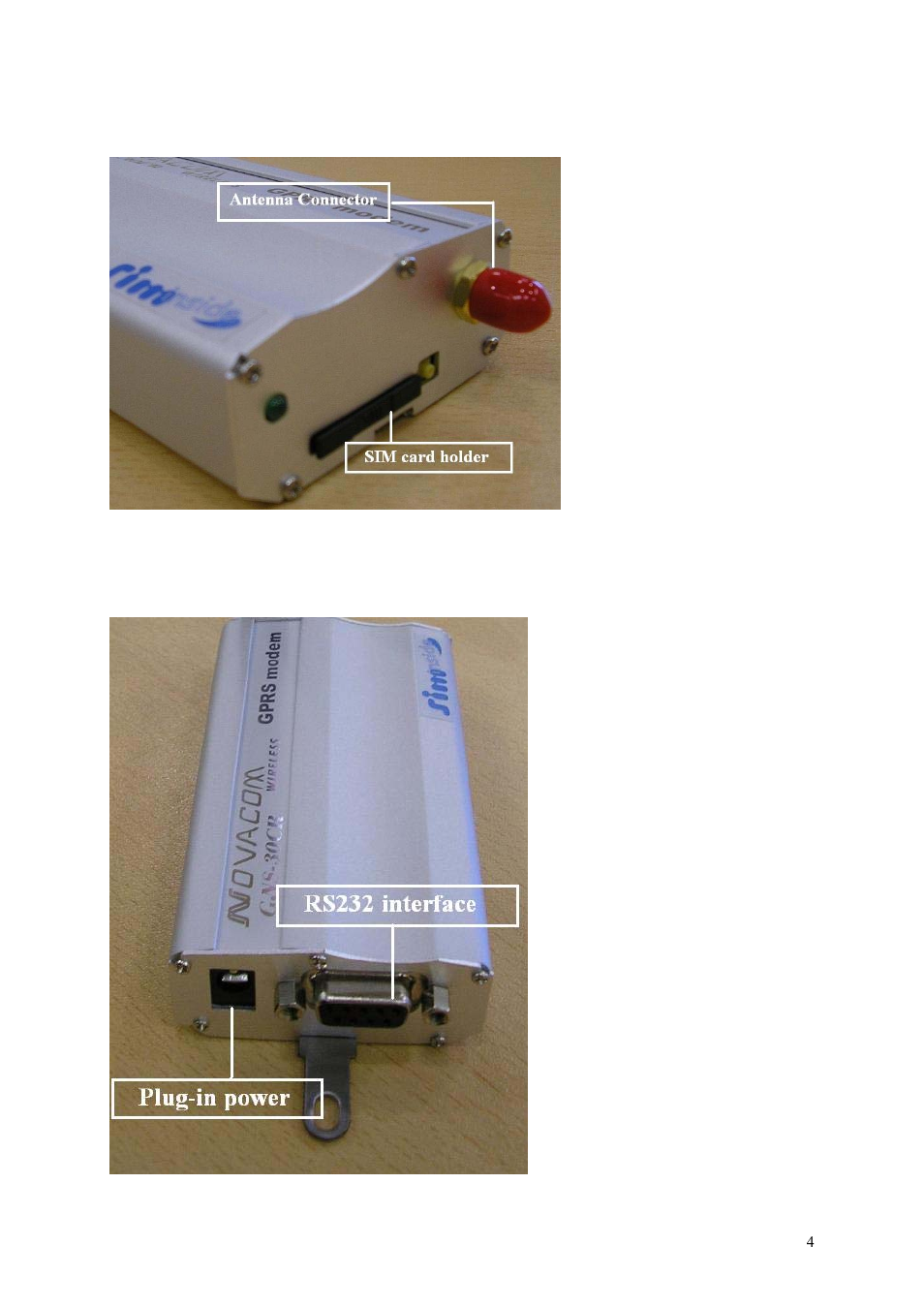 Overview, 2 rear view | Perle Systems NOVACOM Wireless Modem GNS-30CR User Manual | Page 4 / 19