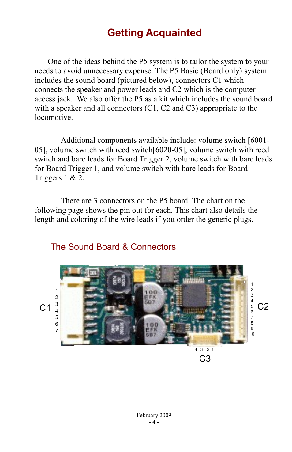 Getting acquainted, The sound board & connectors, C1 c2 c3 | PMI - Phoenix BIGSOUND P5 User Manual | Page 4 / 23