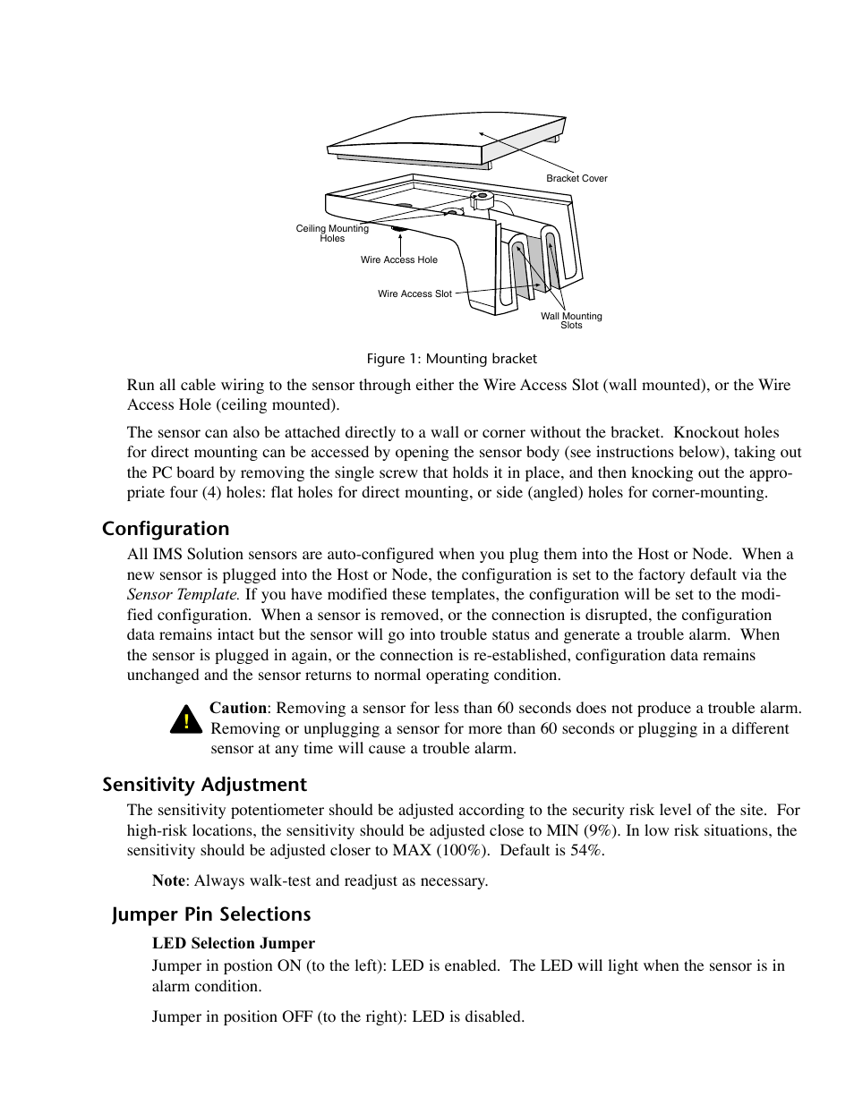 Configuration, Sensitivity adjustment, Configuration sensitivity adjustment | Jumper pin selections | Phonetics IMS-4000 User Manual | Page 141 / 166