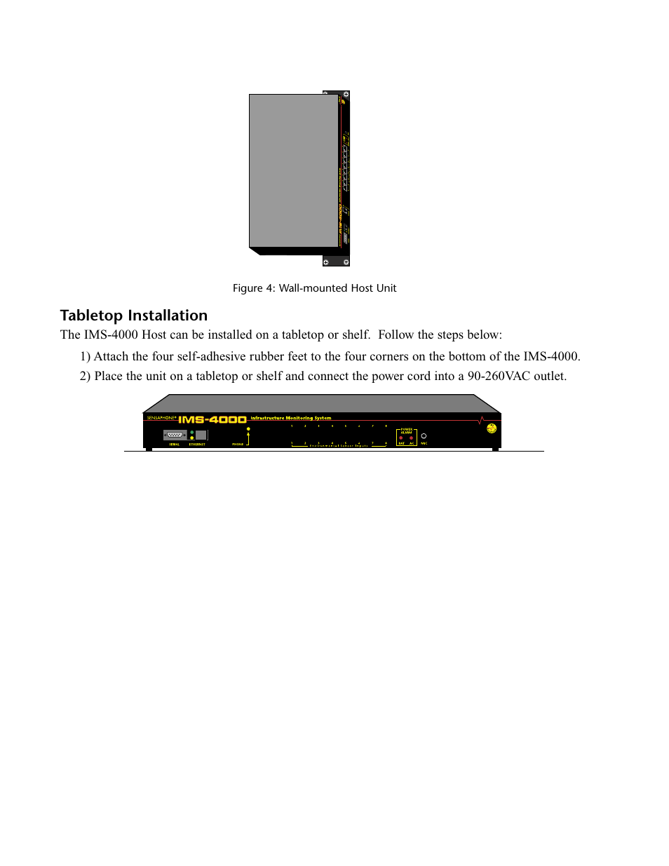 Tabletop installation, Power on self test (post), Connecting sensors | Phonetics IMS-4000 User Manual | Page 24 / 166