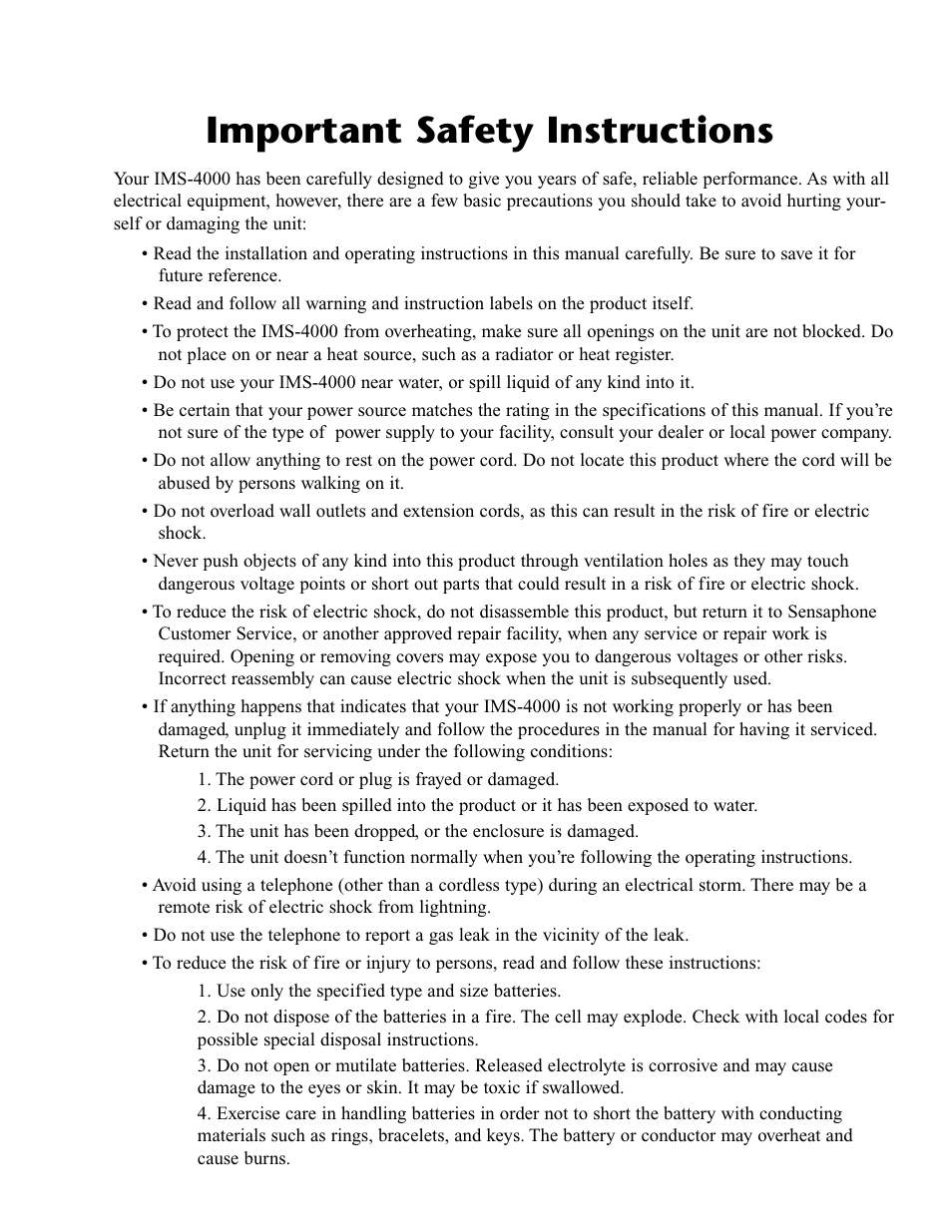 Important safety instructions | Phonetics IMS-4000 User Manual | Page 3 / 166