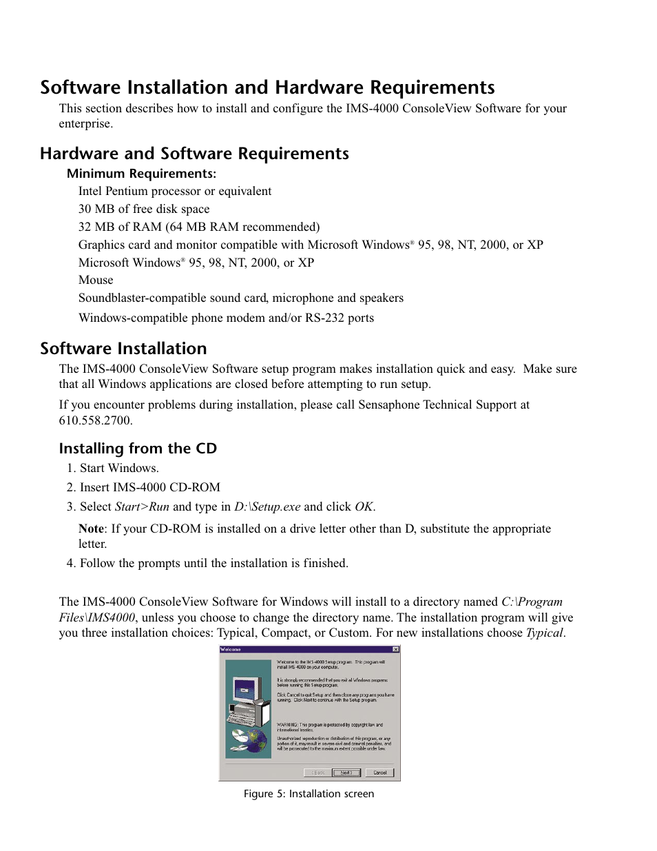 Software installation and hardware requirements, Hardware and software requirements, Minimum requirements | Software installation, Installing from the cd | Phonetics IMS-4000 User Manual | Page 42 / 166