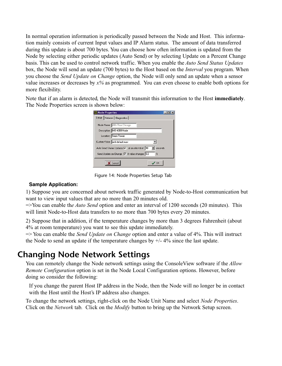 Sample application, Changing node network settings | Phonetics IMS-4000 User Manual | Page 48 / 166