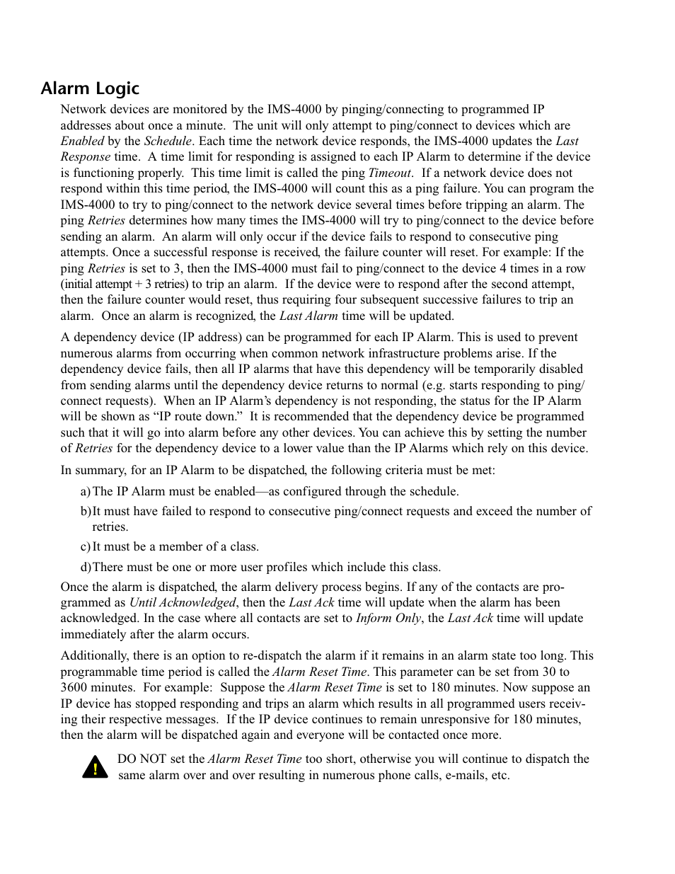 Alarm logic | Phonetics IMS-4000 User Manual | Page 58 / 166