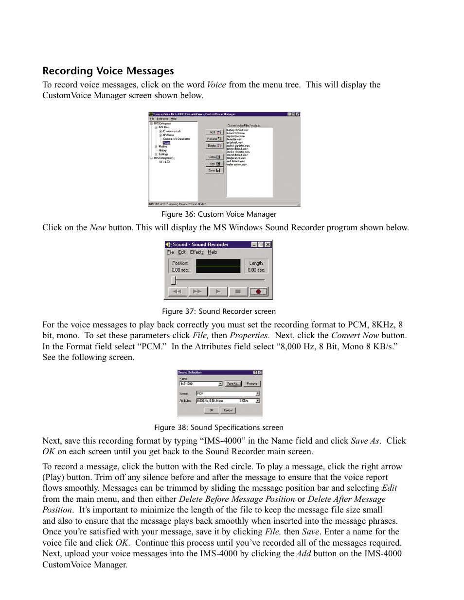 Recording voice messages | Phonetics IMS-4000 User Manual | Page 68 / 166