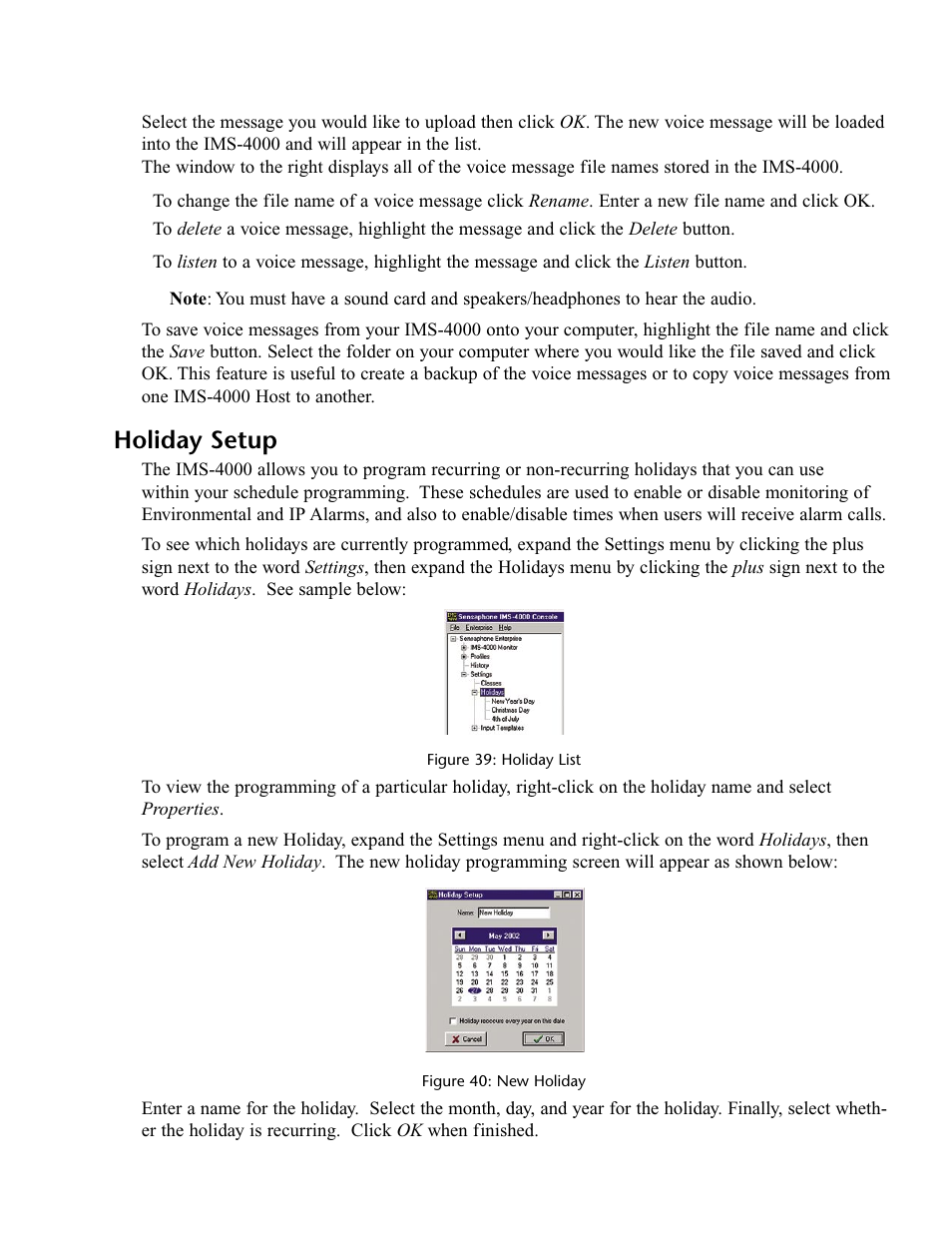 Holiday setup | Phonetics IMS-4000 User Manual | Page 69 / 166