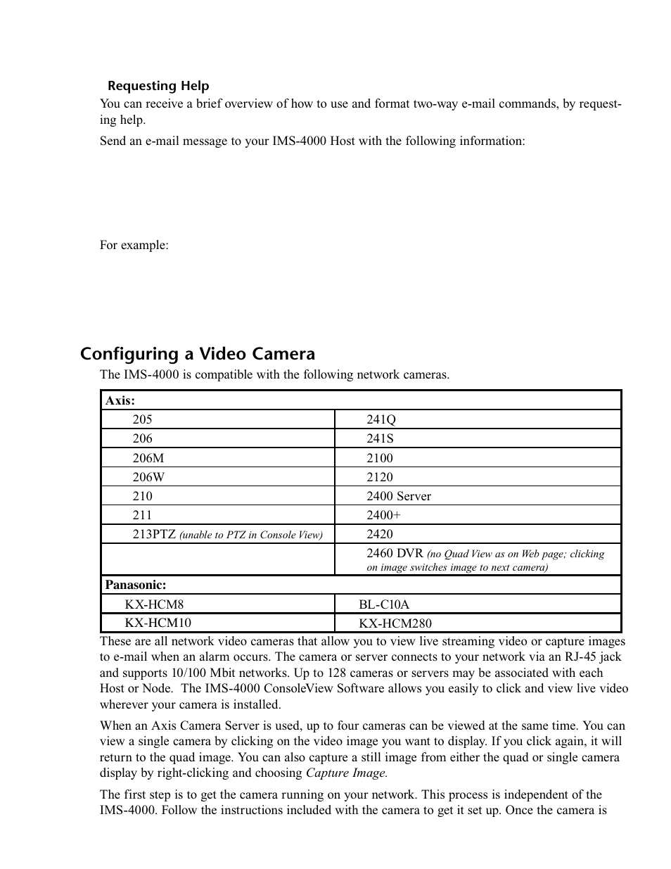 Requesting help, Configuring a video camera | Phonetics IMS-4000 User Manual | Page 75 / 166