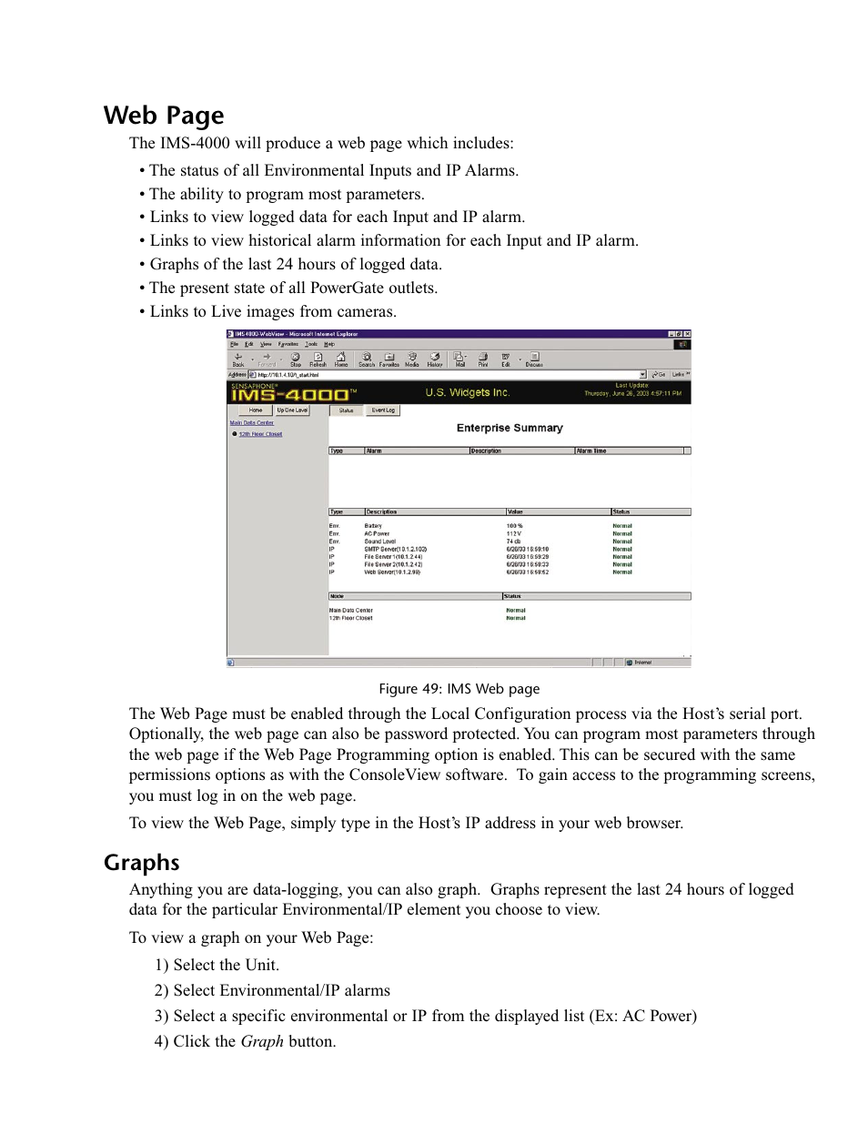 Graphs, Web page | Phonetics IMS-4000 User Manual | Page 77 / 166