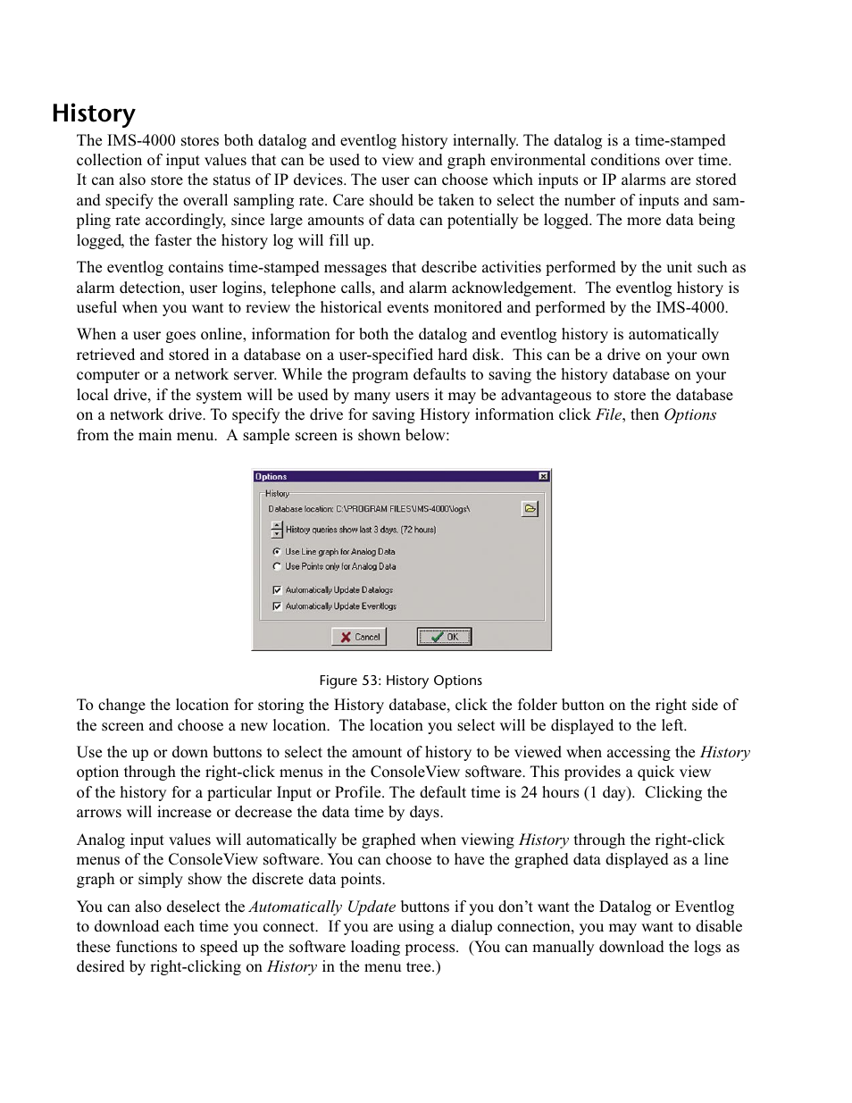 Datalog history, History | Phonetics IMS-4000 User Manual | Page 80 / 166
