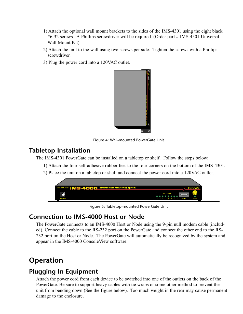 Tabletop installation, Connection to ims-4000 host or node, Operation | Plugging in equipment | Phonetics IMS-4000 User Manual | Page 95 / 166