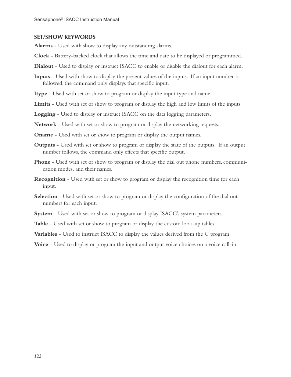 Phonetics Sensaphone ISACC 5000 User Manual | Page 122 / 143