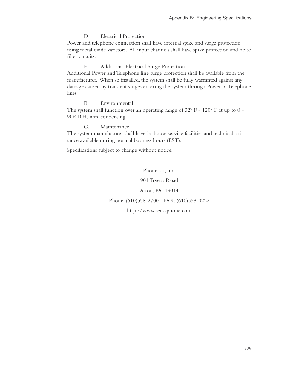 Phonetics Sensaphone ISACC 5000 User Manual | Page 129 / 143