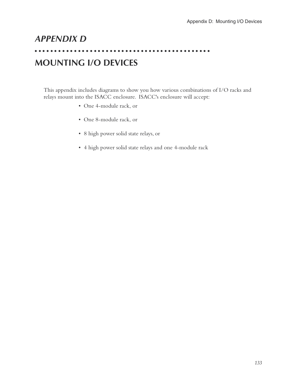 Appendix d: mounting i/o devices, Appendix d mounting i/o devices | Phonetics Sensaphone ISACC 5000 User Manual | Page 133 / 143