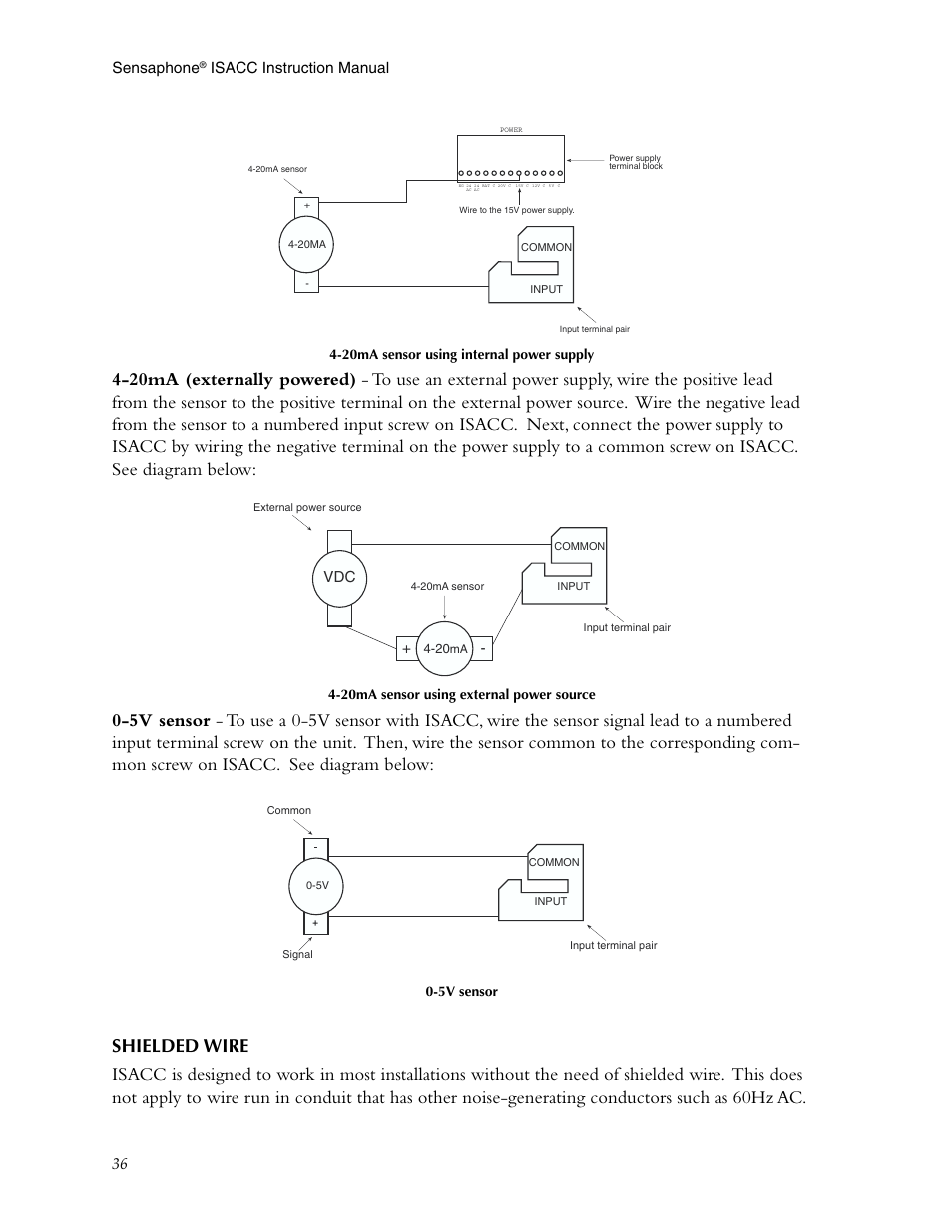Shielded wire | Phonetics Sensaphone ISACC 5000 User Manual | Page 36 / 143