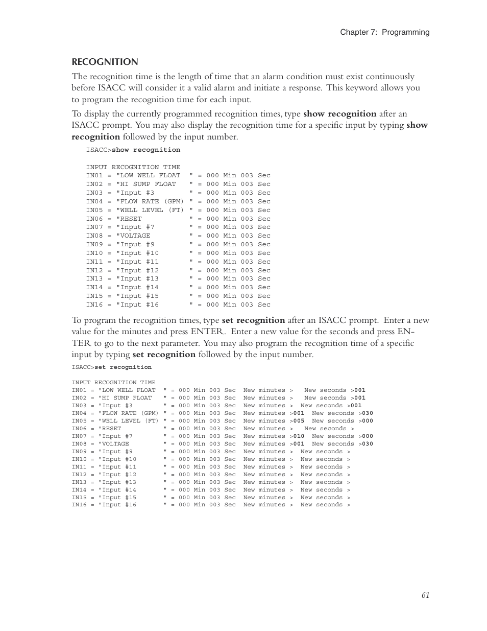 Recognition | Phonetics Sensaphone ISACC 5000 User Manual | Page 61 / 143