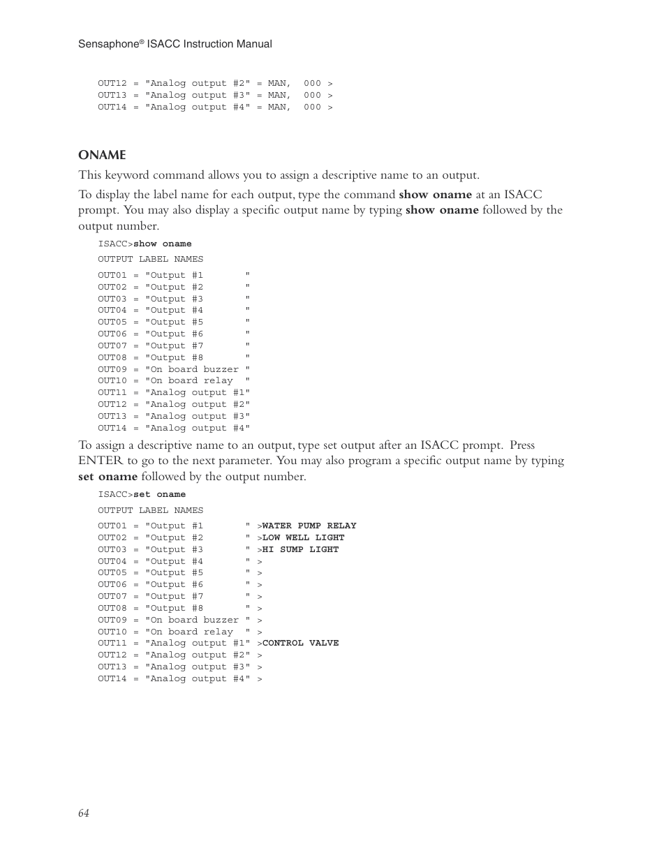 Oname | Phonetics Sensaphone ISACC 5000 User Manual | Page 64 / 143