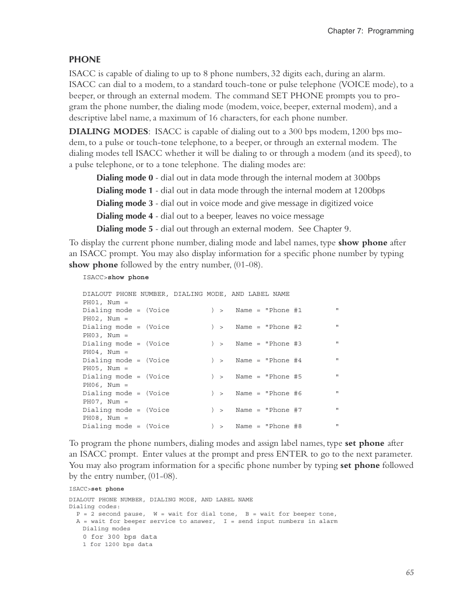 Phone | Phonetics Sensaphone ISACC 5000 User Manual | Page 65 / 143