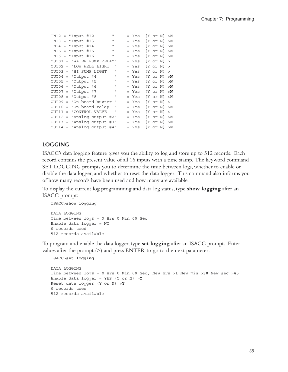 Logging | Phonetics Sensaphone ISACC 5000 User Manual | Page 69 / 143
