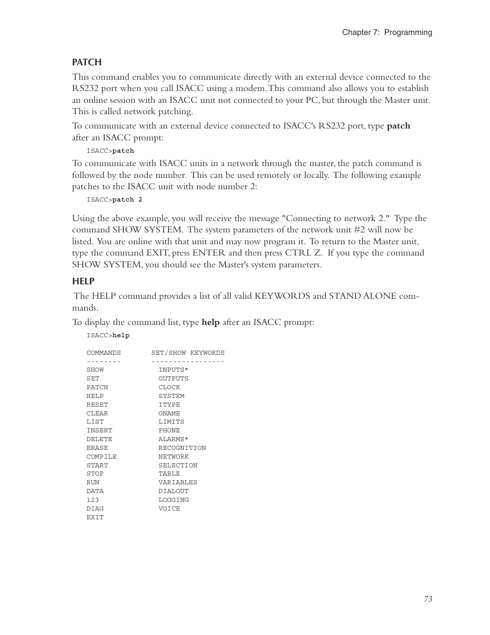 Patch, Help, Patch help | Phonetics Sensaphone ISACC 5000 User Manual | Page 73 / 143