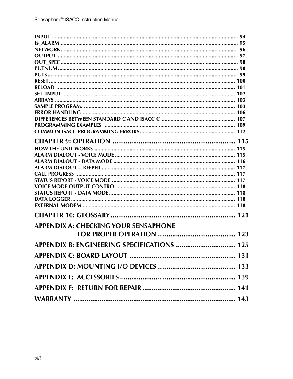 Phonetics Sensaphone ISACC 5000 User Manual | Page 8 / 143