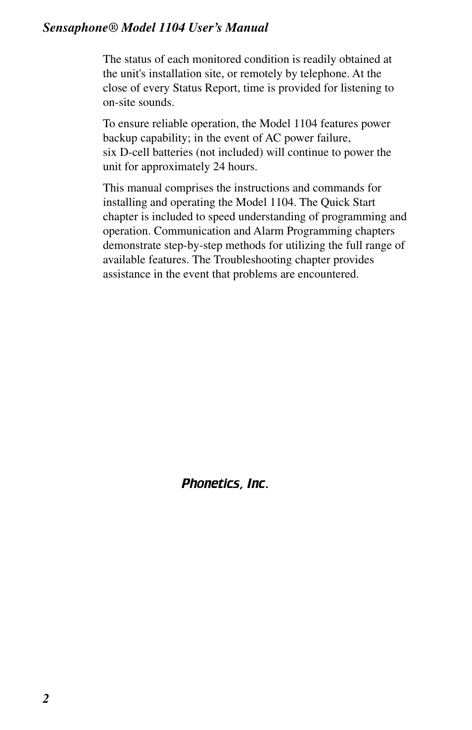 Technical support | Phonetics 1104 User Manual | Page 14 / 110