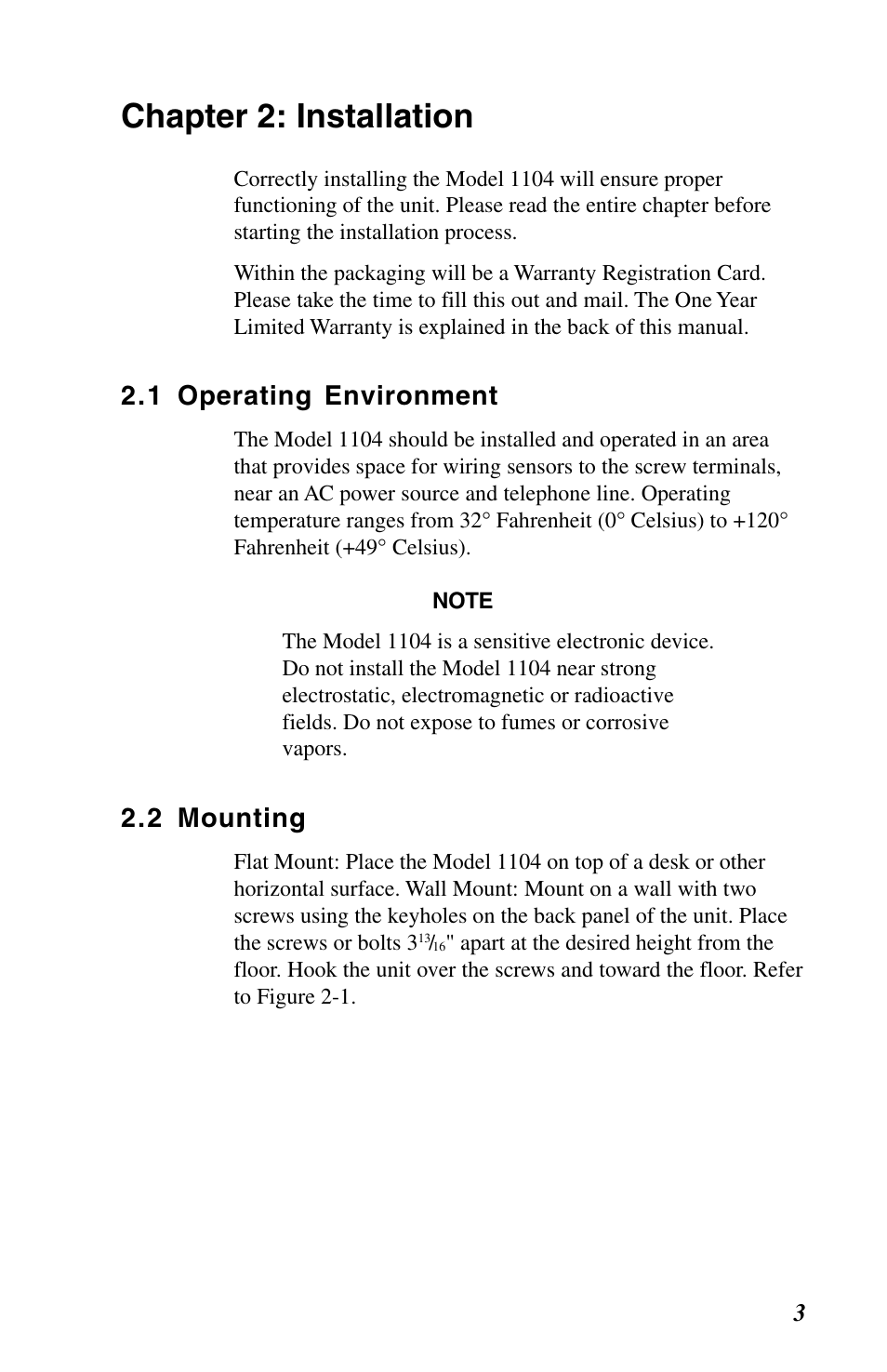 Chapter 2: installation, 1 operating environment, 2 mounting | Phonetics 1104 User Manual | Page 15 / 110