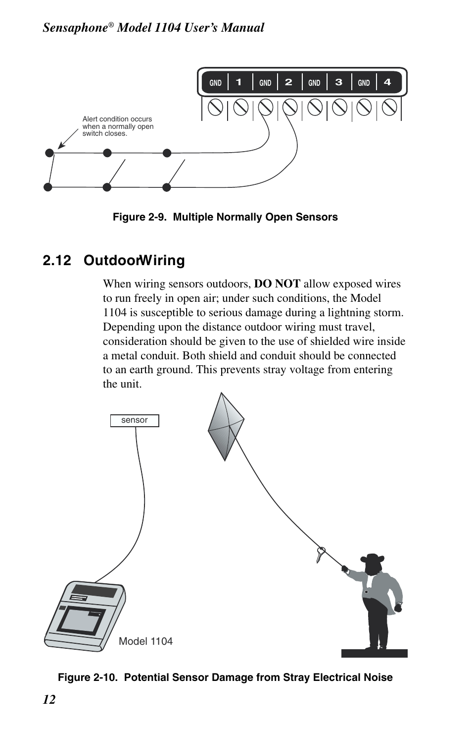 12 outdoor wiring, Sensaphone | Phonetics 1104 User Manual | Page 24 / 110