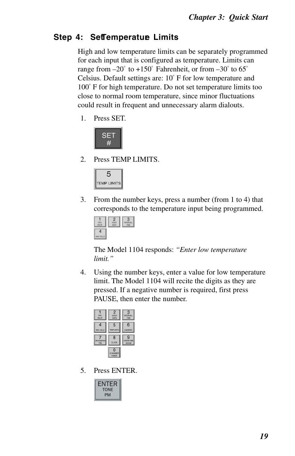 Step 4: set temperature limits | Phonetics 1104 User Manual | Page 31 / 110