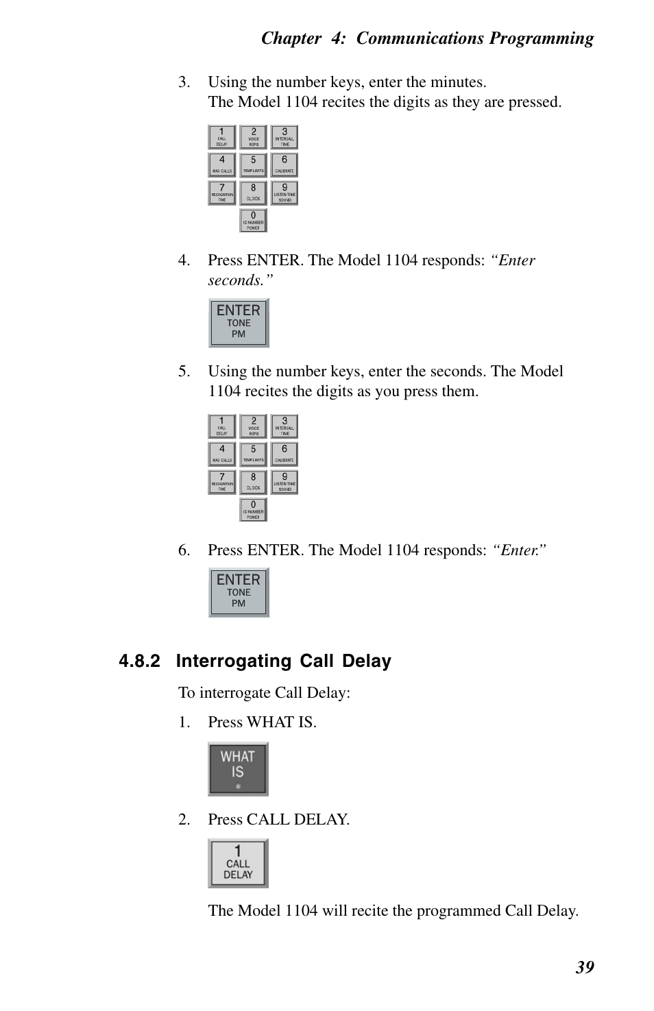 2 interrogating call delay, Chapter 4: communications programming 39 | Phonetics 1104 User Manual | Page 51 / 110