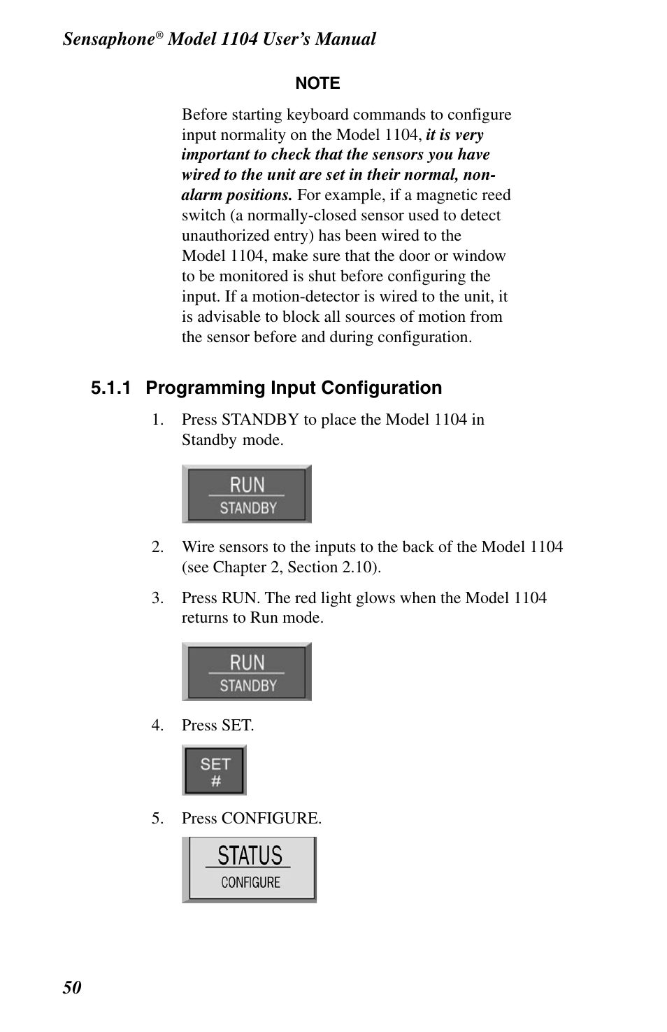 1 programming input configuration | Phonetics 1104 User Manual | Page 62 / 110
