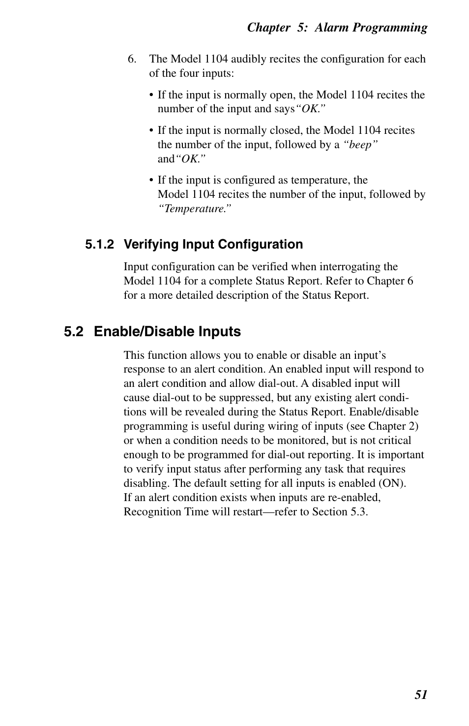 2 verifying input configuration, 2 enable/disable inputs | Phonetics 1104 User Manual | Page 63 / 110