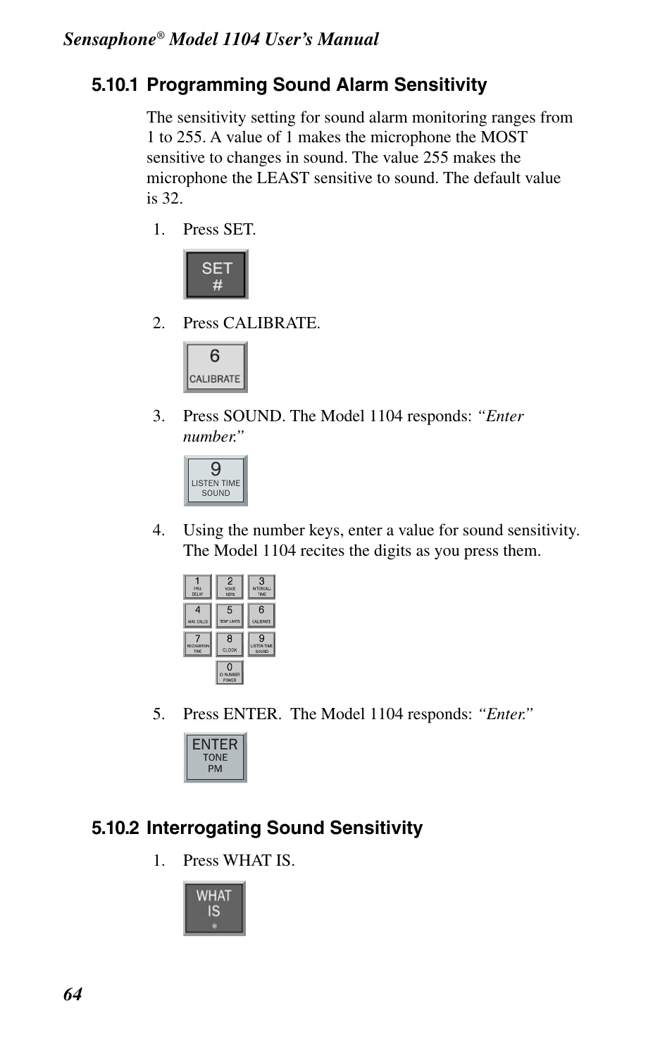 2 interrogating sound sensitivity, Sensaphone | Phonetics 1104 User Manual | Page 76 / 110