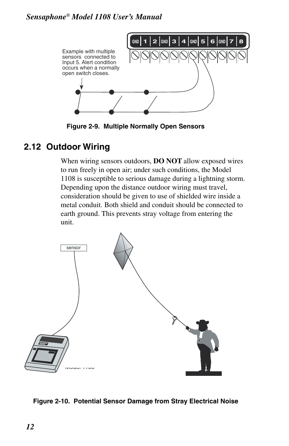 Outdoor wiring, 12 outdoor wiring, Sensaphone | Phonetics 1108 User Manual | Page 24 / 110