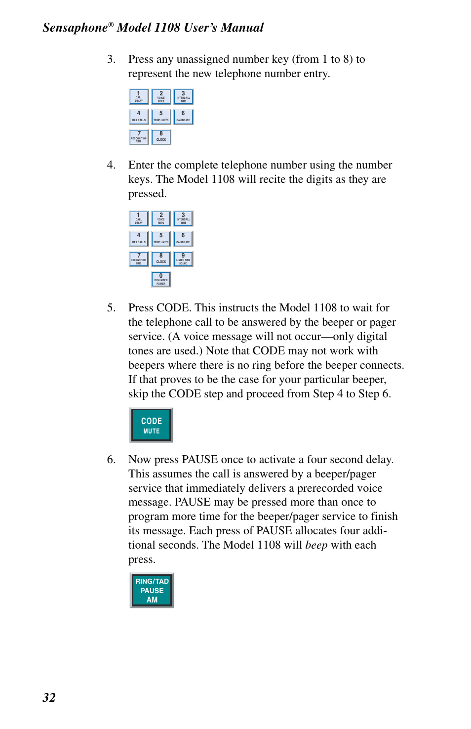 Sensaphone, Code | Phonetics 1108 User Manual | Page 44 / 110