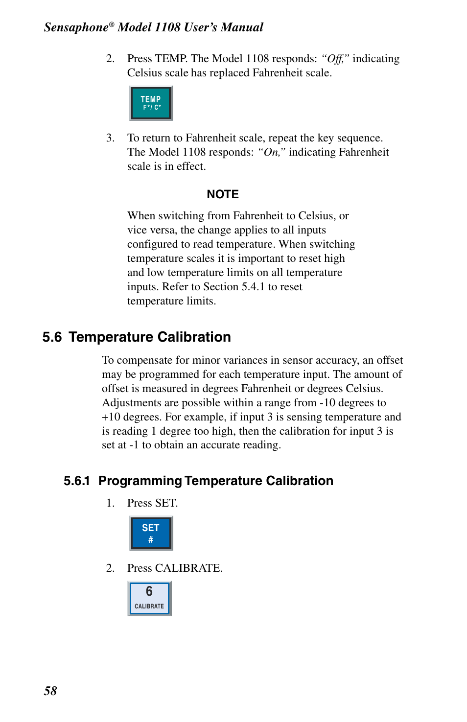 Temperature calibration, 6 temperature calibration | Phonetics 1108 User Manual | Page 70 / 110