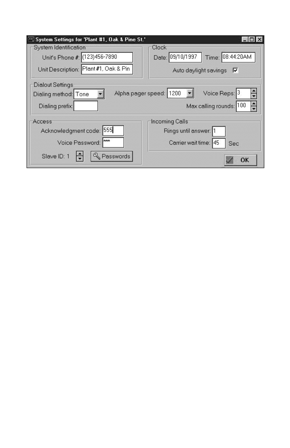 System identification, Unit phone number, Unit description | System identification unit phone number | Phonetics 2000 User Manual | Page 40 / 118