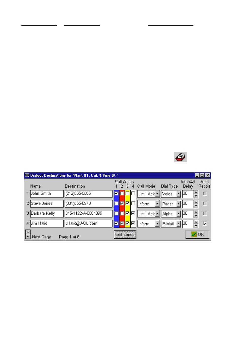 Destinations, Name | Phonetics 2000 User Manual | Page 54 / 118