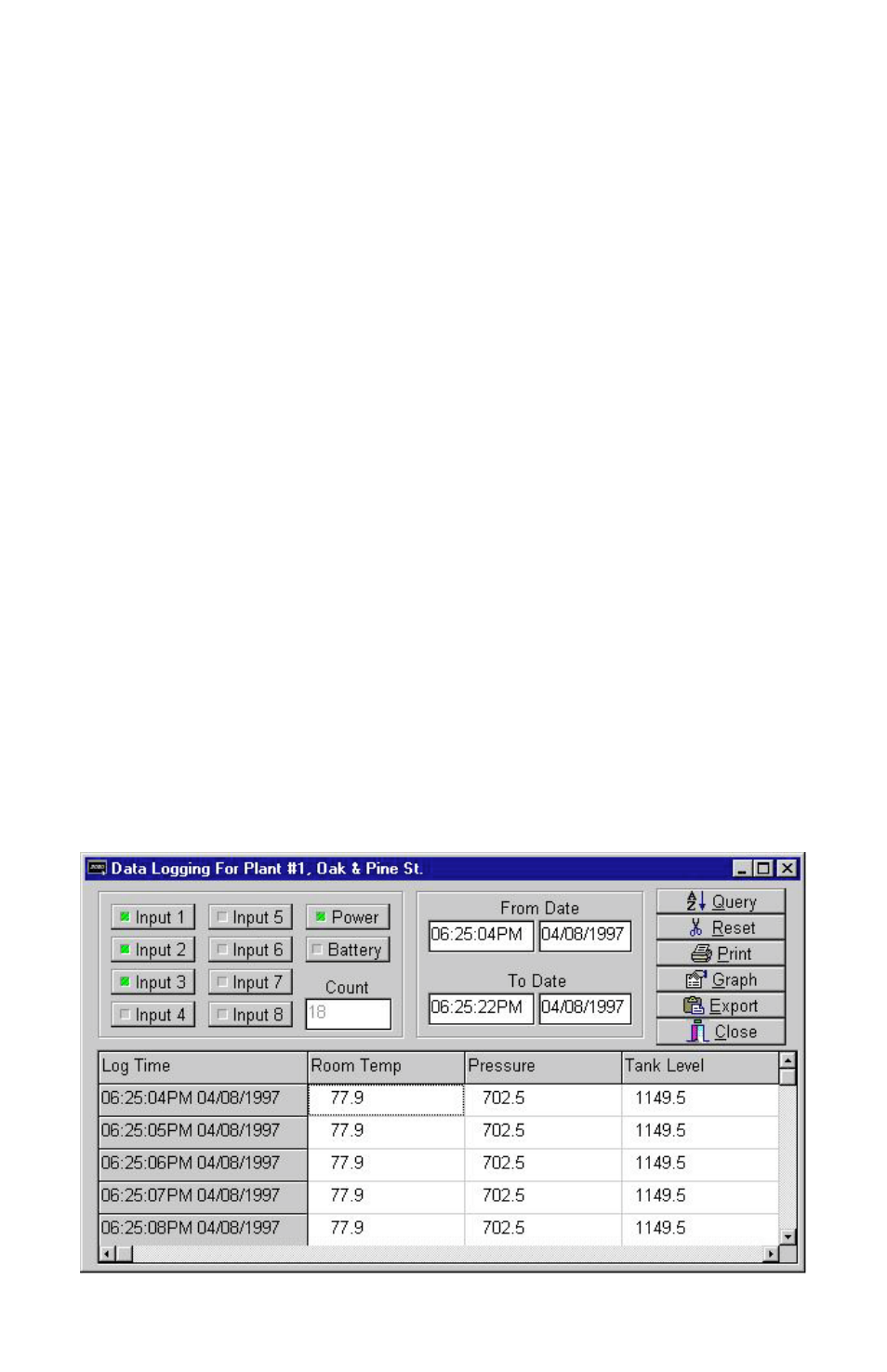 Reset now button, Downloading the data logger, Viewing the data logger (on-line) | Phonetics 2000 User Manual | Page 64 / 118