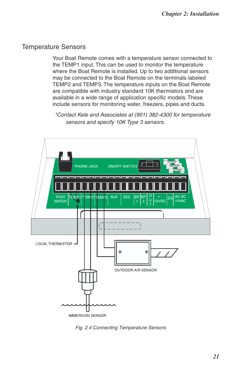 Temperature sensors | Phonetics Boat Remote User Manual | Page 21 / 90