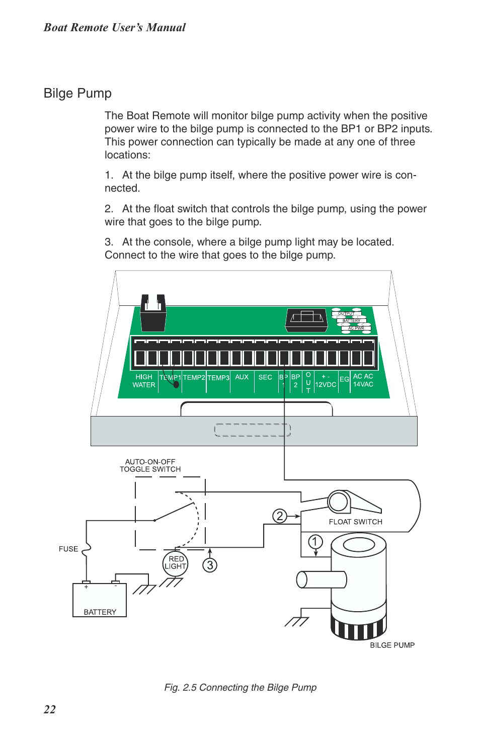 Bilge pump | Phonetics Boat Remote User Manual | Page 22 / 90