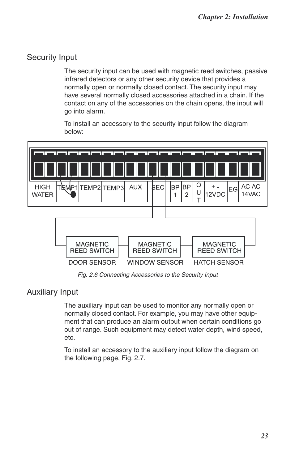 Security input, Auxiliary input | Phonetics Boat Remote User Manual | Page 23 / 90